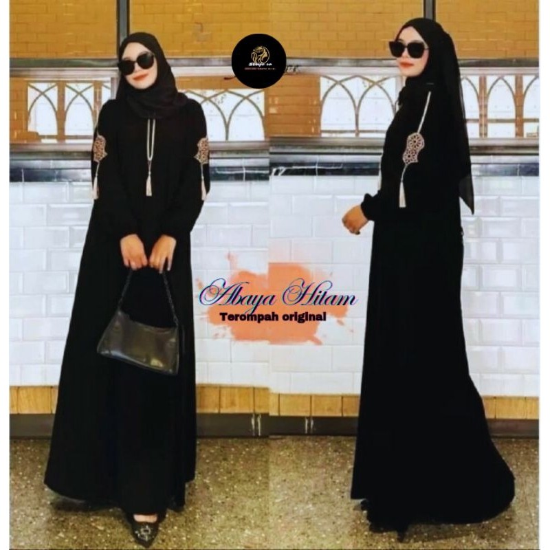 YB35TH ABAYA HITAM BORDIR TURKEY GAMIS HITAM MUSLIMAH TEROMPAH ORIGINAL