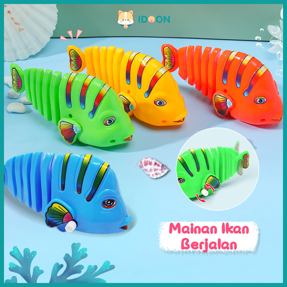 IDOON Mainan ikan bunyi dan gerak mainan putar bayi