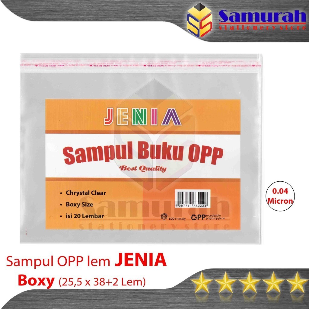 

Sampul Plastik OPP Lem Jenia Ukuran Boxy / B5 (Untuk Buku Tulis Big Boss Campuss ) per pak isi 20 Lembar