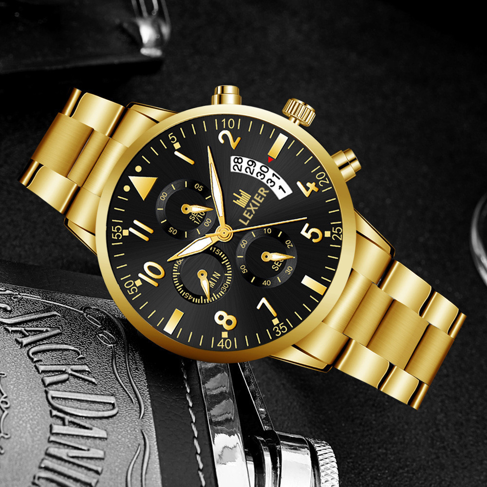 ✅COD Revelio Jam Tangan Pria LEXIER Model Kasual Bisnis Terbaru 2024 Band Stainless Steel Waterproof