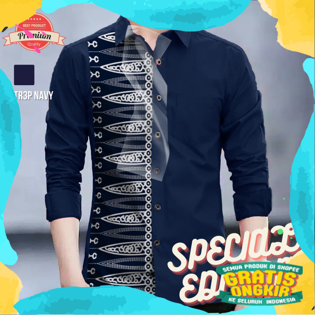 Angelaco | Kemeja Batik Lengan Panjang Pria | Batik Etnik Pria Motif Toraja & NTT/ 02 allin