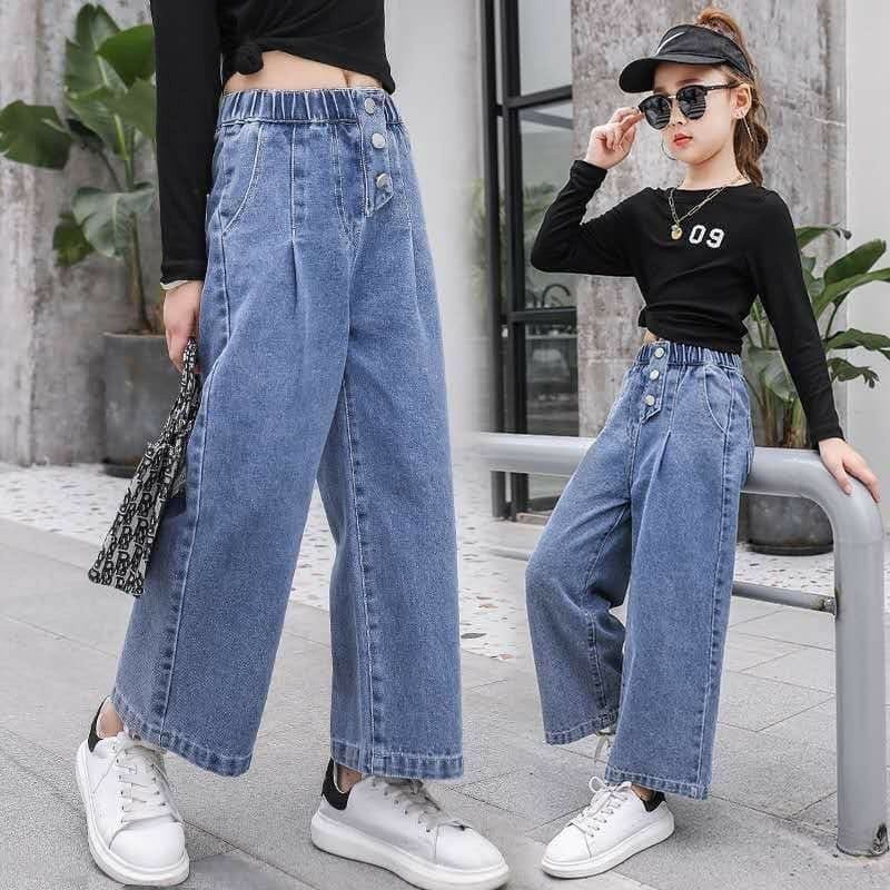 Celana Panjang Anak Perempuan HW Kulot Jeans Boyfriend Jeans Korea Jeans Celana Kulot Kancing Modis