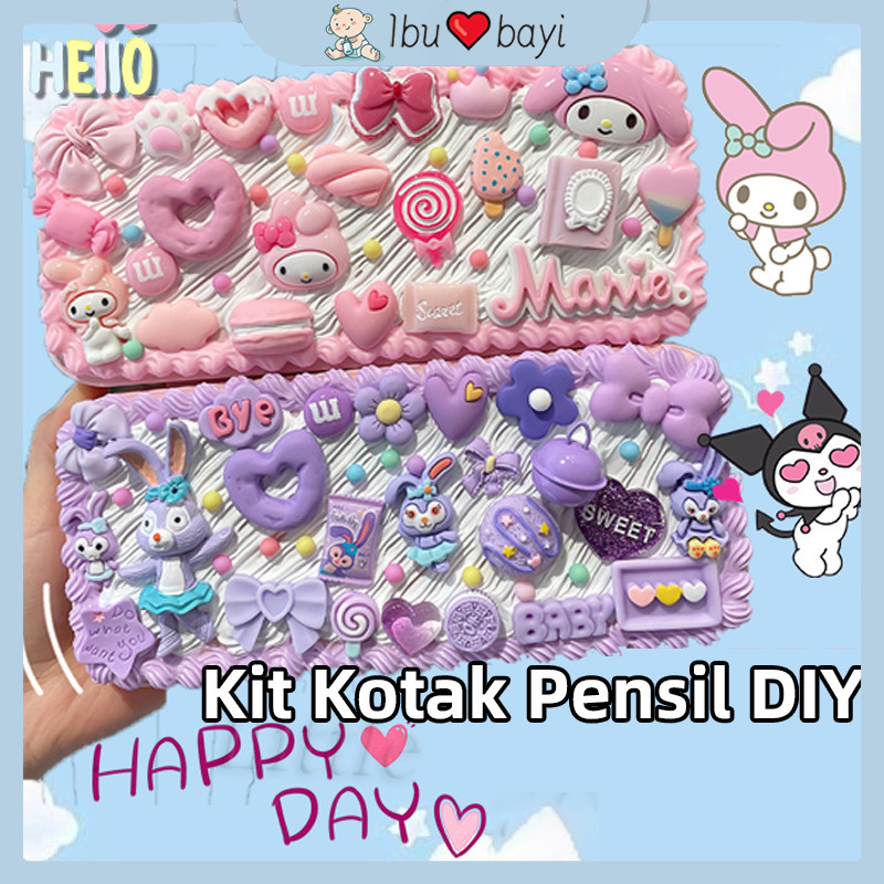 

Kit Kotak Pensil DIY Deco Cream Clay Pencil Box DIY Pensilcase Kotak Alat Tulis Anak Perempuan
