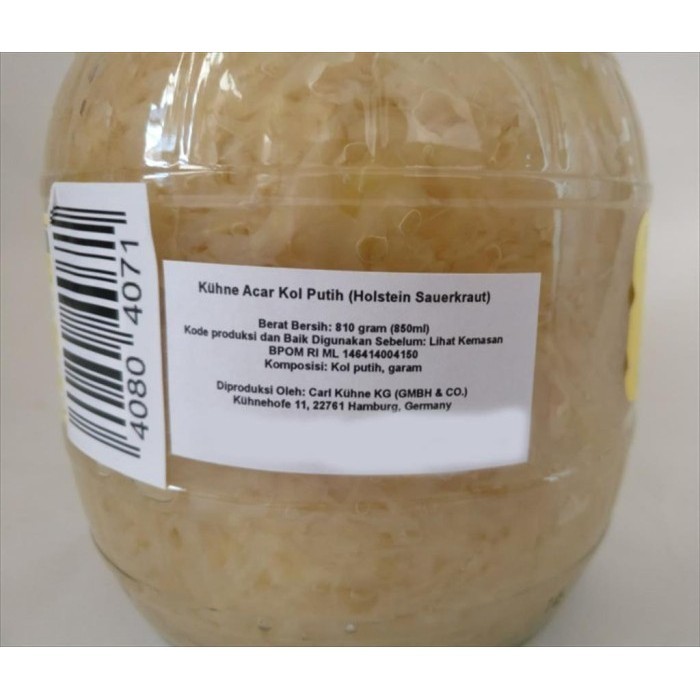 

Kuhne Barrel Sauerkraut 850 GR / Asinan Kol Putih / Fermented Cabbage