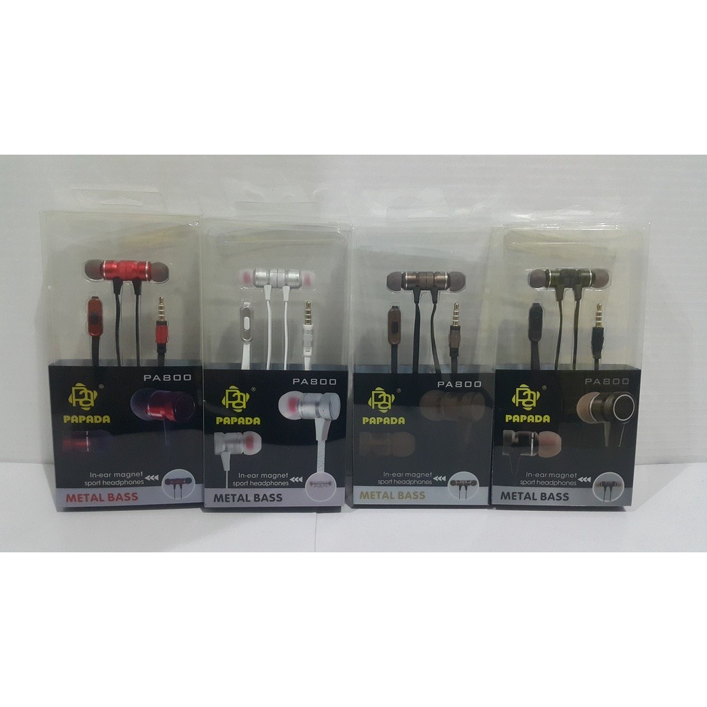 HOT A [ PA-800 ] Headset Metal Bass Earphone Papada Premium Handsfree Bass Earphone Headset Super Ba