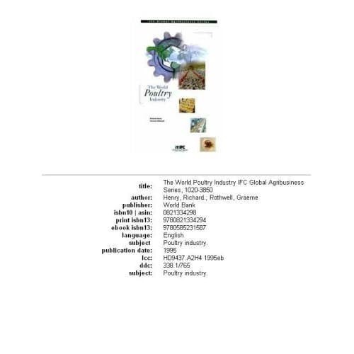 

The World Poultry Industry (Ifc Global Agribusiness Series) Richa
