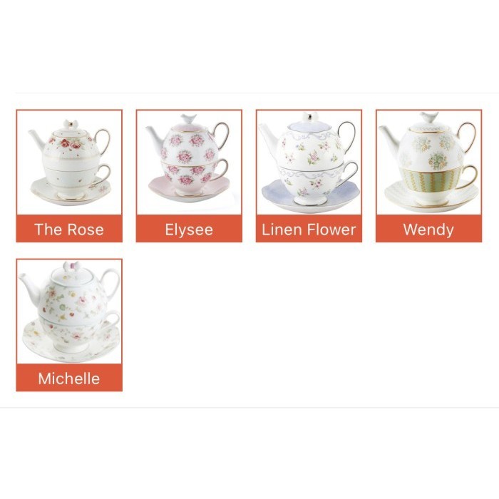 Tea for One Set Teapot Teacup Ceramic St Saint James Fine Bone China - Elysee Pink