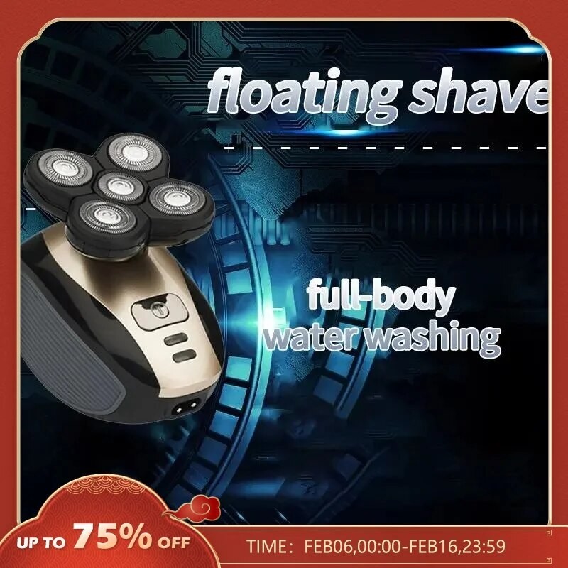 Five Blade Shaver Electric 4D Floating Multi Function Shaver Hair Magic Bald Head Artifact Beard Kni