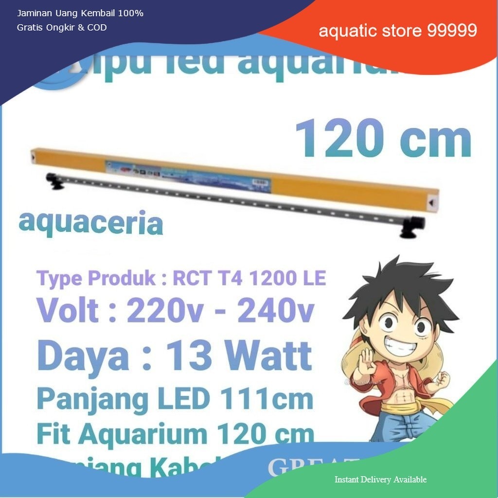 lampu led aquarium panjang 120 cm RECENT RCT 1200