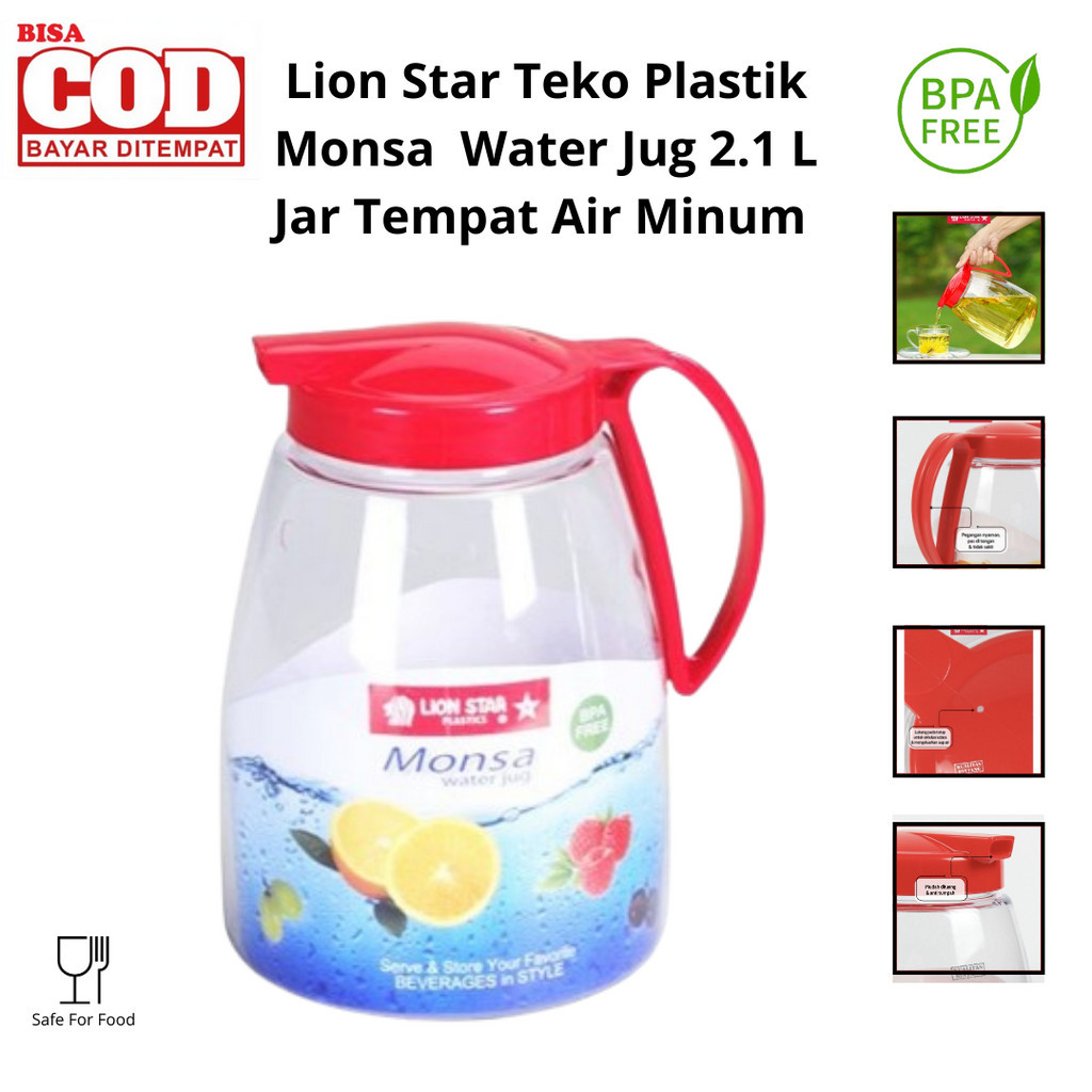 Lion Star Teko Plastik Monsa Water Jug 2.1 Liter JAR Tempat Air Minum