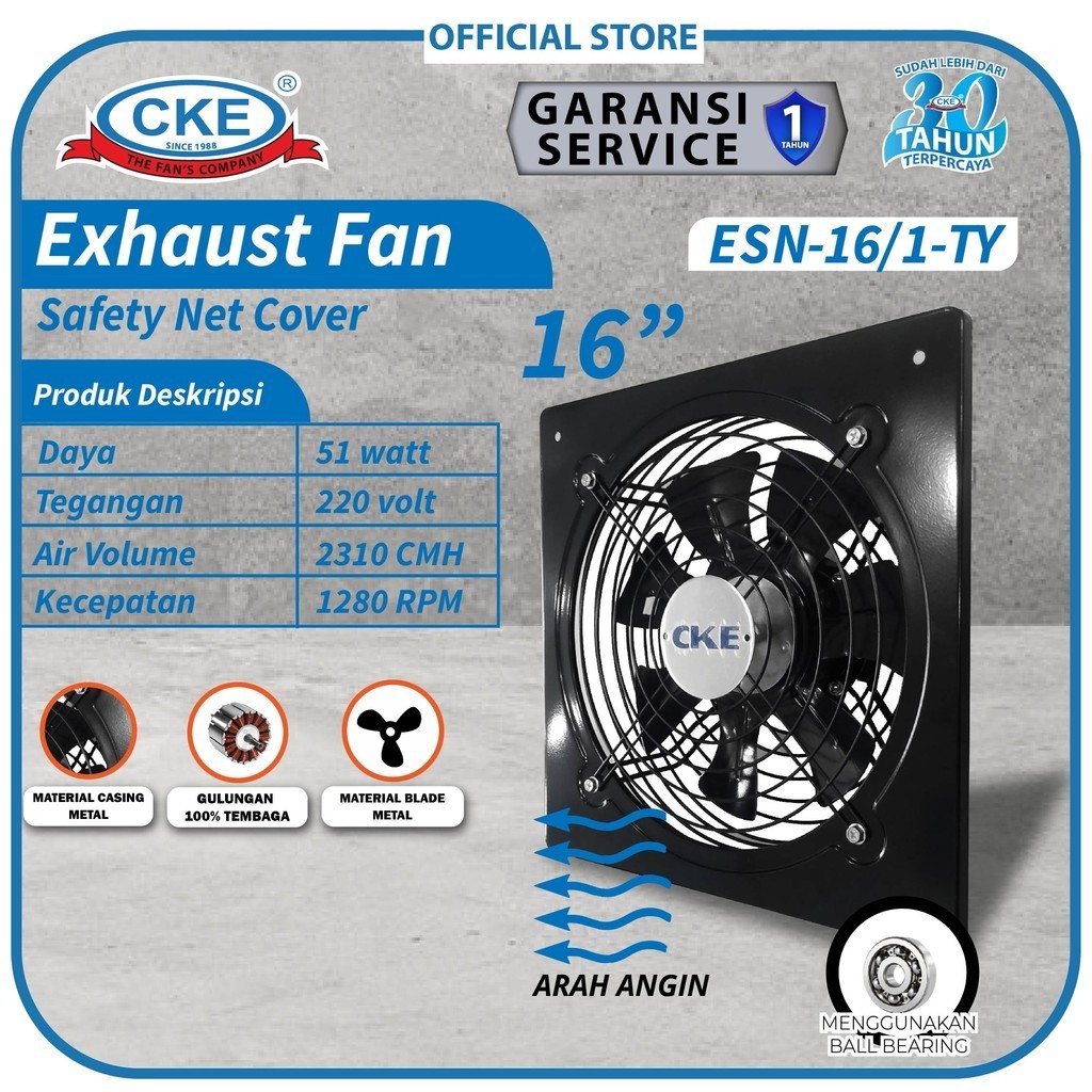 Wall Exhaust Fan 16" Inch Kipas Exhaust Fan Dinding Industrial 16 Inch CKE