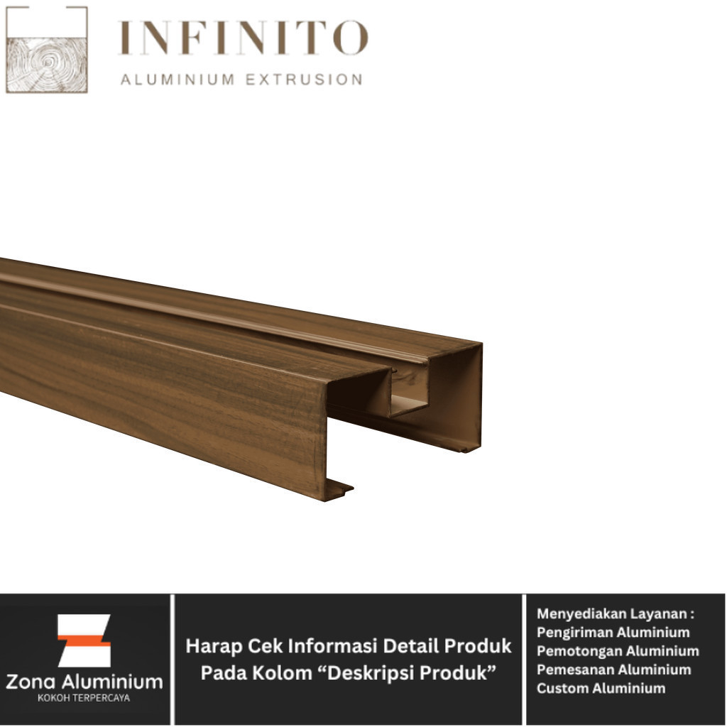 Aluminium INFINITO URAT KAYU 0429 Kusen M Polos Kaca Mati 3 Inch