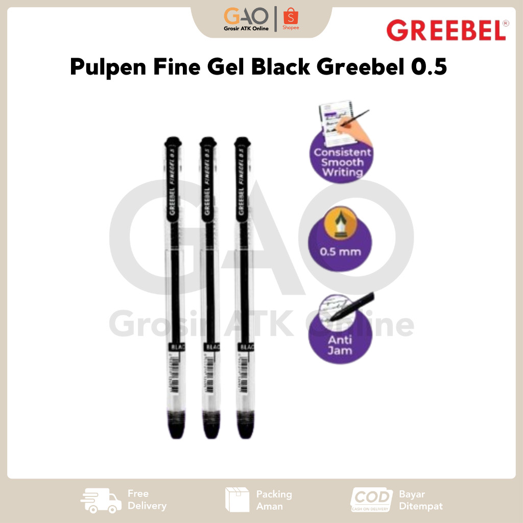 

Pulpen Fine Gel Black Greebel 0.5 (1Pcs)