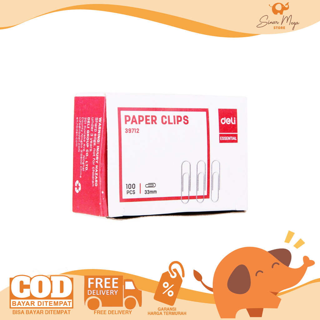 

Deli Paper Clips 39712 100pcs 33mm Penjepit Kertas Kecil Isi Murah