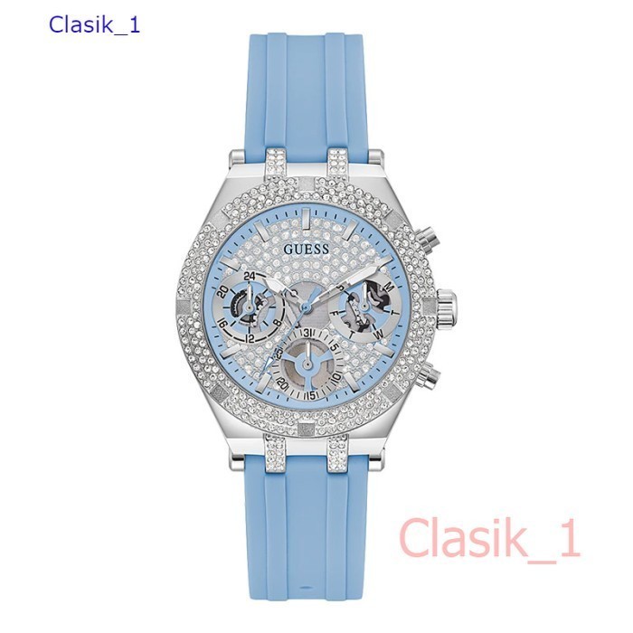 Original 100% GUESS GW0407L1  HEIRESS Jam Tangan Wanita  Rubber Biru