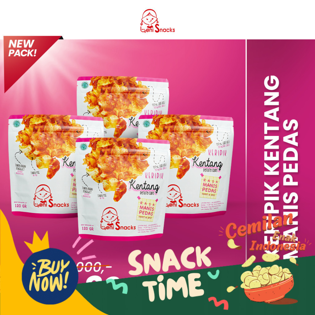 

Special Diskon Leni Snacks 4 Pcs Keripik Kentang Manis Pedas (New Pack)