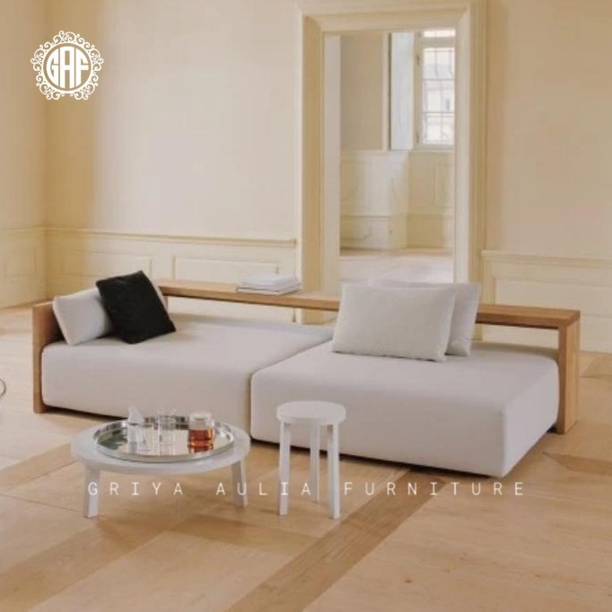 Bangku kayu jati tebal sofa modern terbaru dengan bantalan