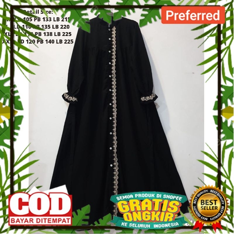 Ready Kareen Abaya Jetblack S-XXL Set Abaya Hitam Pekat Exclusive// BAJU MUSLIM RAMADHAN 2024