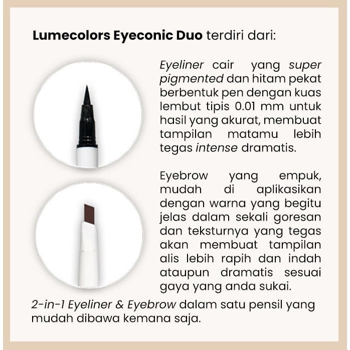 Terlaris ✨ -Eyeliner Contour Eyebrow Mascara Lumecolors Pensil Alis Ash Brown