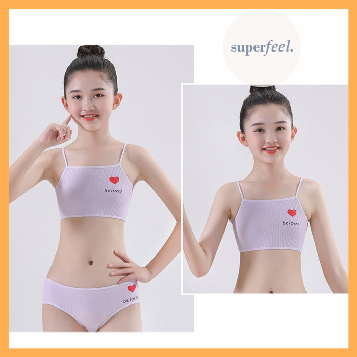 SFL 1 SET DALAMAN ANAK PEREMPUAN CD MINISET CELANA DALAM BH BRA CW 841 - Cream