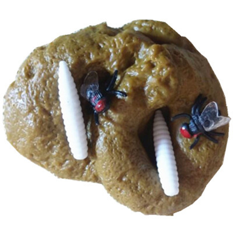 prank poop toy mainan eek dengan lalat dan belatung palu