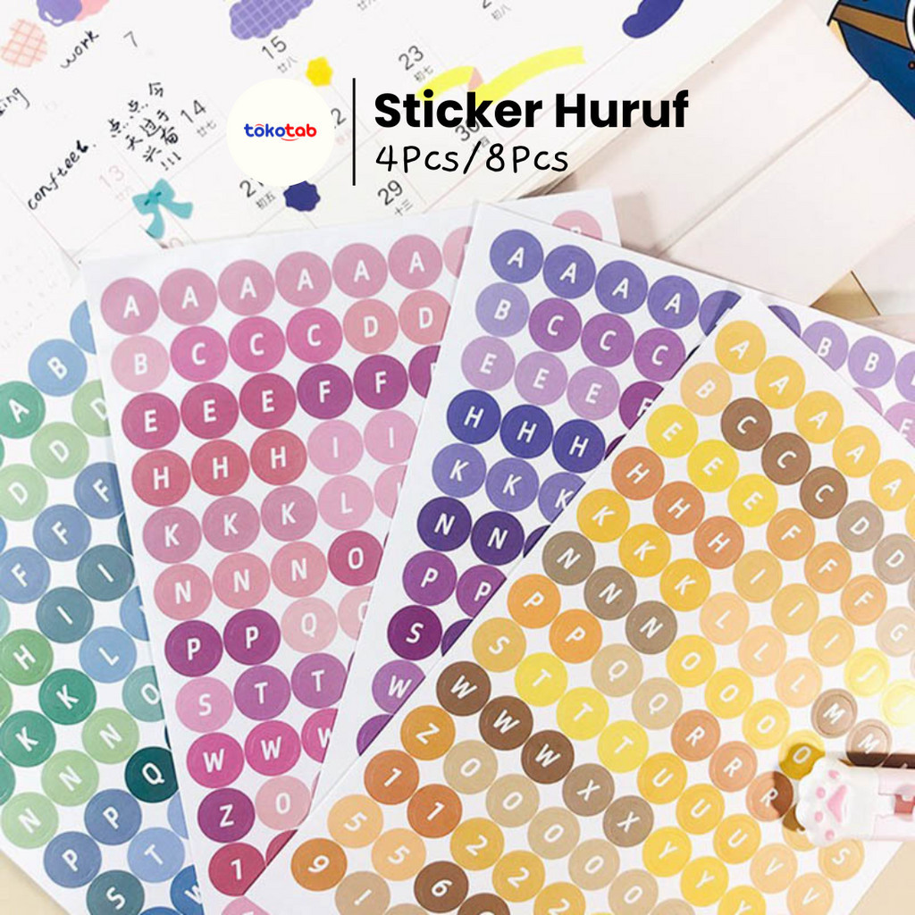 

Tokotab - [SET/ 4PCS] Stiker Huruf Deco DIY Planner BUJO Stiker Aesthetic Alphabet Sticker Bullet Journal Sticker Set Planner Jurnal Stiker Alfabet Abjad
