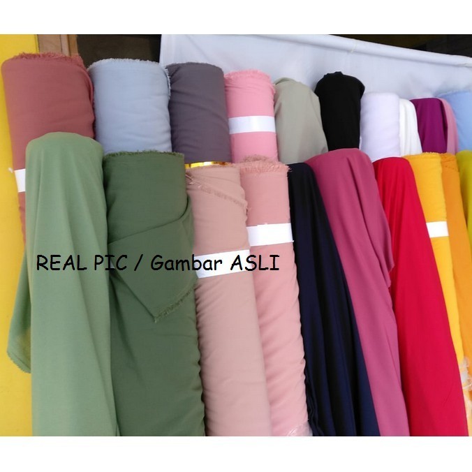 Promo [1meter] Kain Wolfis Grade A Meteran bahan baju gamis kurung pemda kerudung polos premium mura