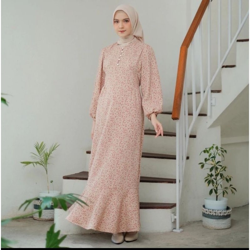 Dress DRESS KOREAN MOTIF FLORAL FISHTAIL | GAMIS FLORAL DRESS FISHTAIL MAXI KOREAN DRESS - ZALICA SH