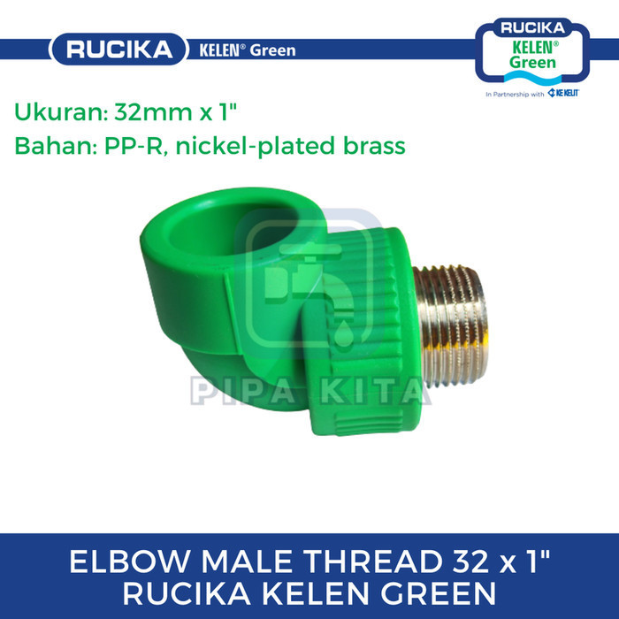 Elbow Male Thread 32 x 1 PPR RUCIKA GREEN Valve Knee Drat Luar KDL
