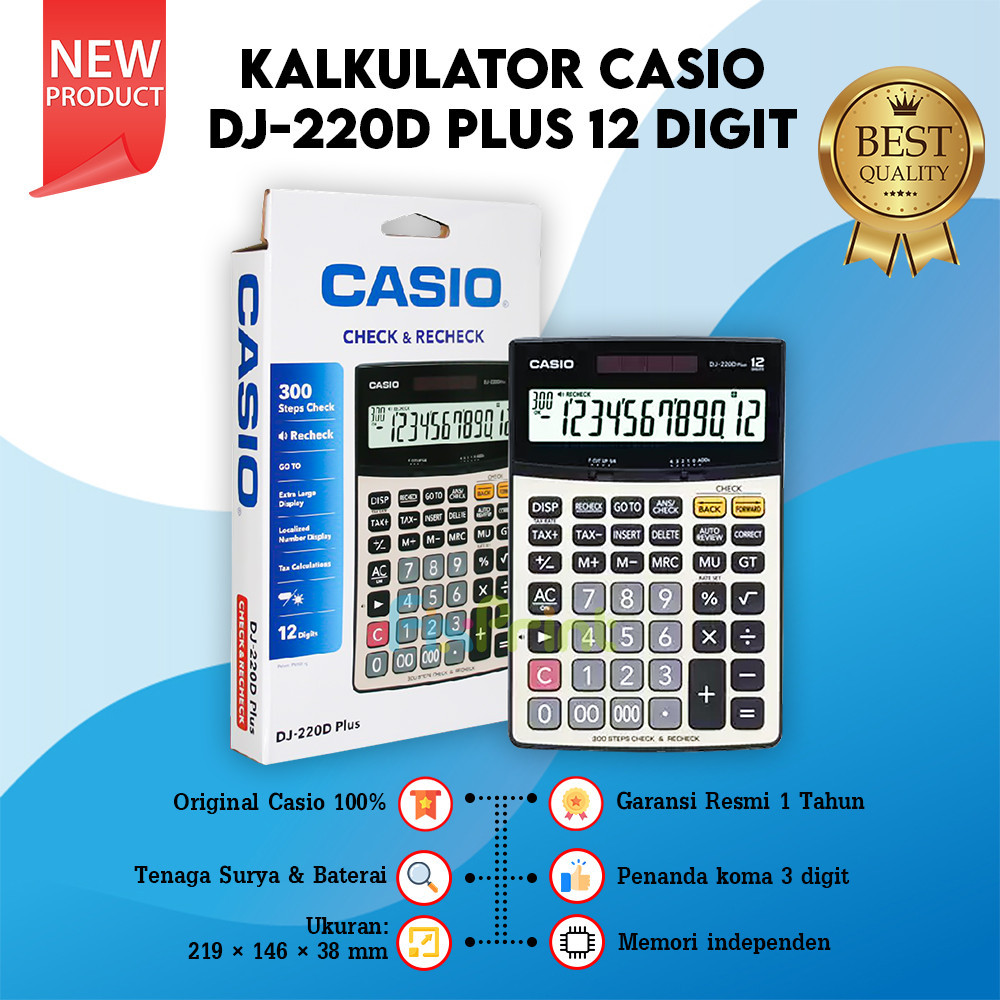 

Casio Calculator Desktop DJ 220D Plus 12 Digits Kalkulator Desktop New Original