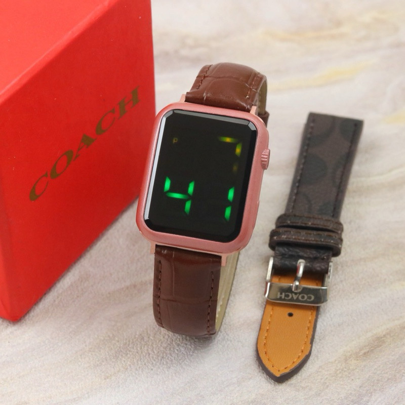 BONUS STRAP & BOX - Jam tangan digital wanita COACH LED Touch screen bonus strap iconic - AS