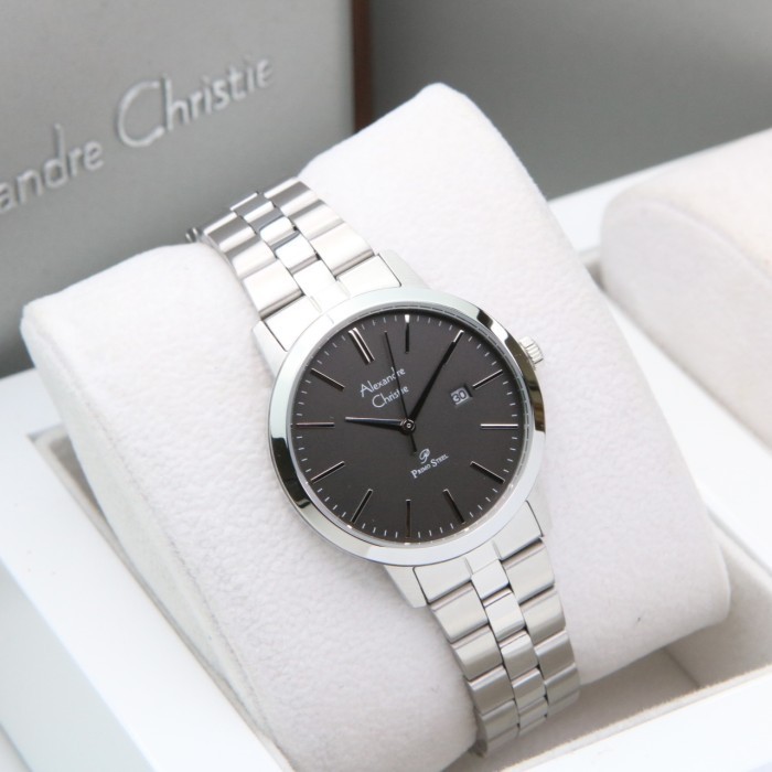 ALEXANDRE CHRISTIE AC1007 / AC 1007 SILVER BLACK WANITA STAINLESS ORI