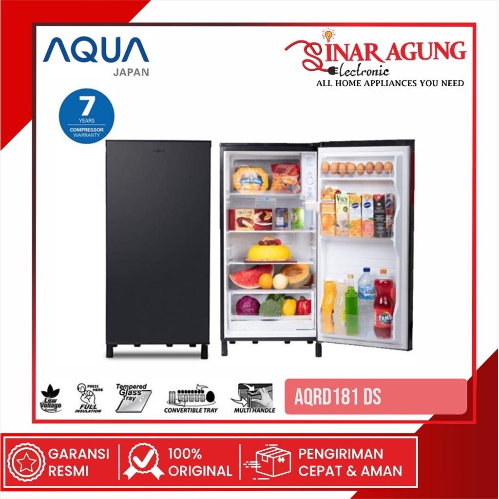 [COD] KULKAS / LEMARI ES AQUA AQRD181DS / AQRD181 / AQRD-181 (1 PINTU / 150 LITER) GARANSI RESMI
