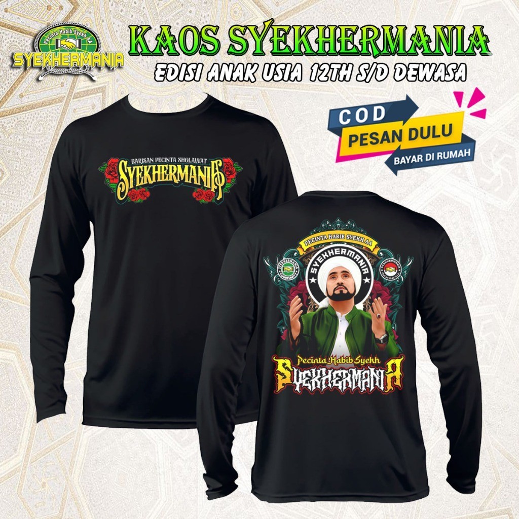 Kaos Dakwah SYEKHERMANIA Kaos Santri Sholawat Dekengan Pusat Kaos Muslim | kaos syekhermania santri 