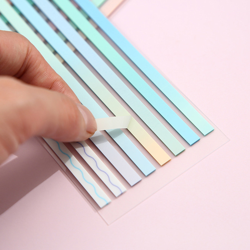 

✨COD Transparan Sticky Note / Transparent Highlighter Penanda Buku Anotasi Annotation Long Panjang Stripe PET Tahan Air Memo Garis