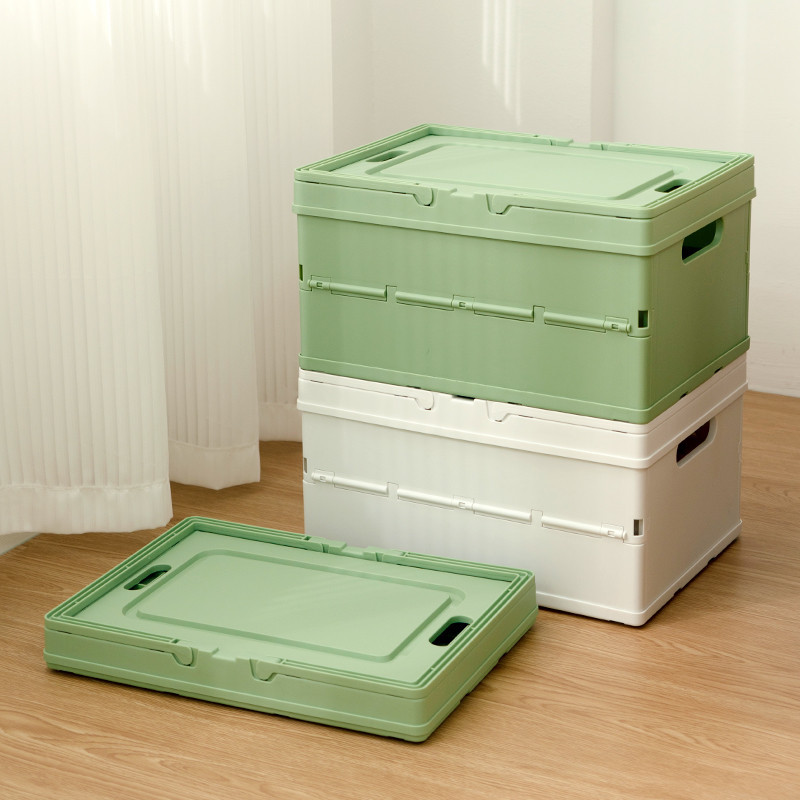 

Keranjang Penyimpanan Lipat Plastik Pastel Organizer Meja Dapat Ditumpuk dengan Pegangan untuk Kain Kantor Dapur Rumah
