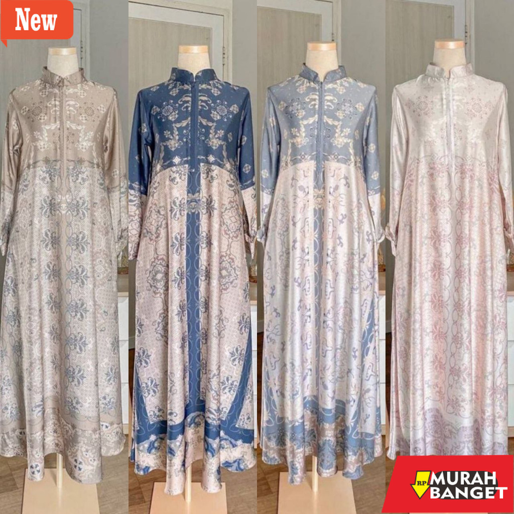 Baju lebaran ala Timur Tengah- COD Termurah Gamis Ibu Syari Aurora Dior Silk Original Busui Friendly