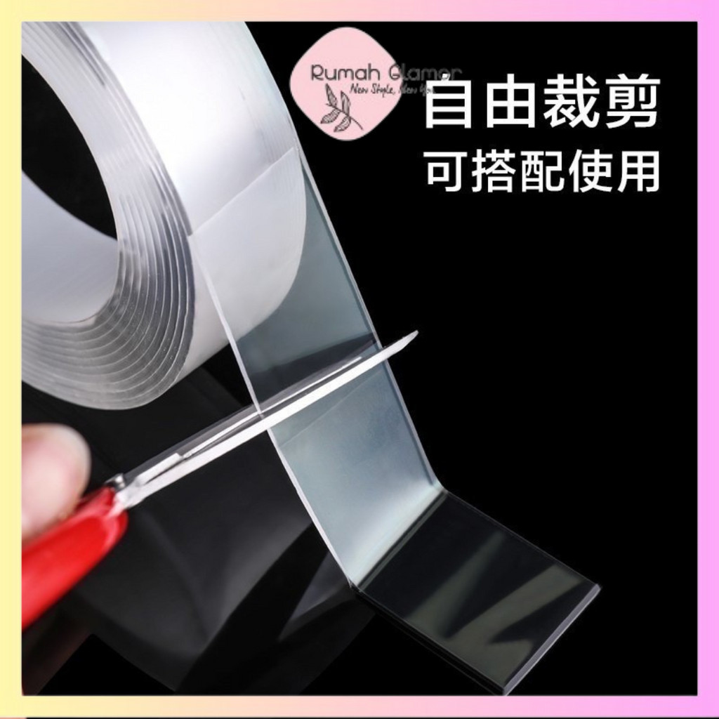 

Lakban Solasi Perekat Double Tape Lem Nano Tape 1meter 1 Meter M Lakban Nano Tempelan Dinding