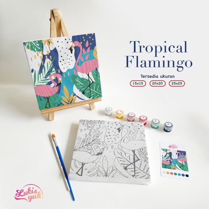 

Paint by Numbers Kit - Tropical Flaminggo - Painting Kit - by LukisYuk - 15x15