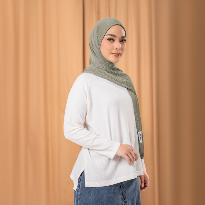 [[Premium]]SALE ZM X Marsha Natika - Kyomi Summer Sage Pashmina Instan Plisket
