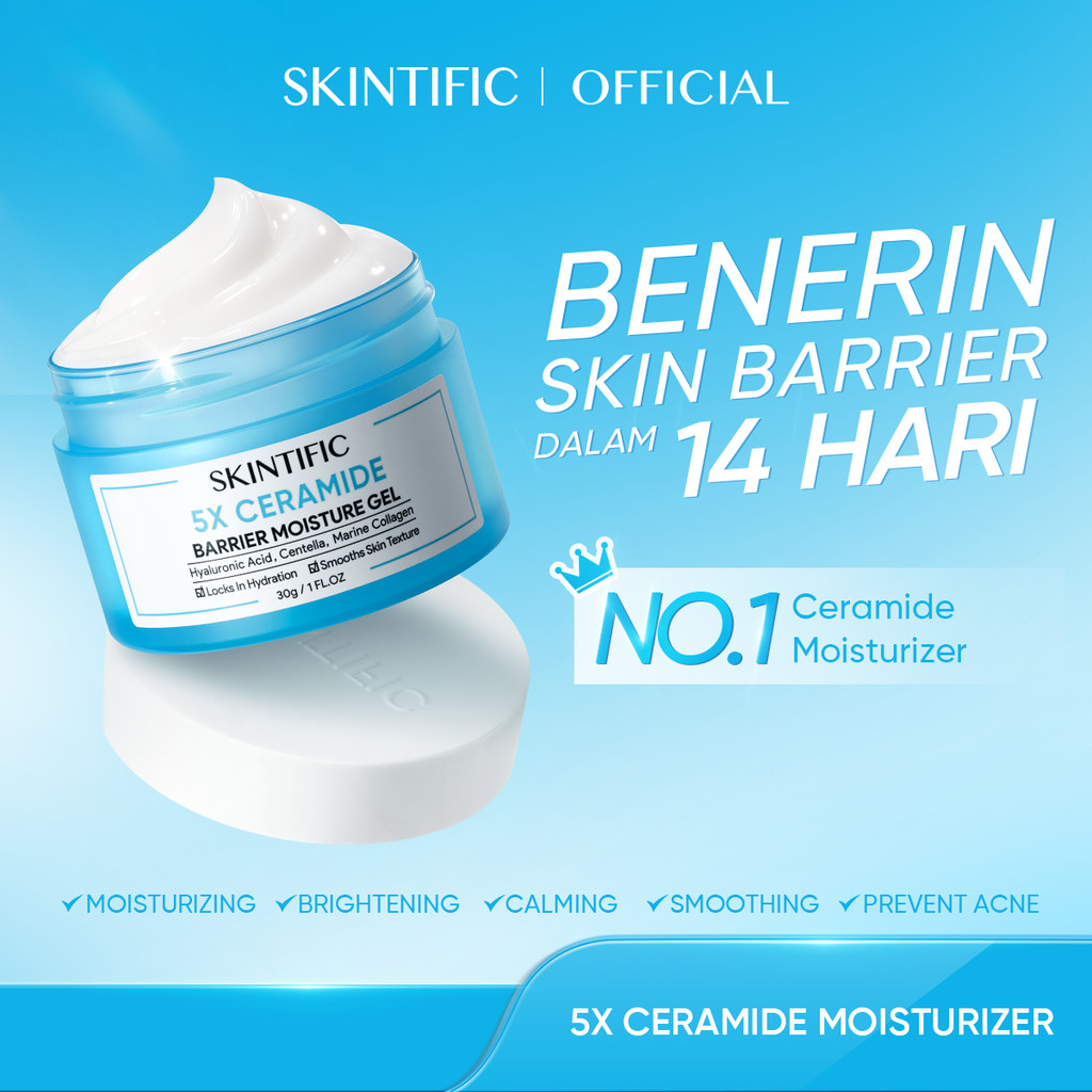 SKINTIFIC - 5X Ceramide Barrier Moisturizer Gel 30g - Pelembab Ringan Lembap Perbaiki Skin Barrier d