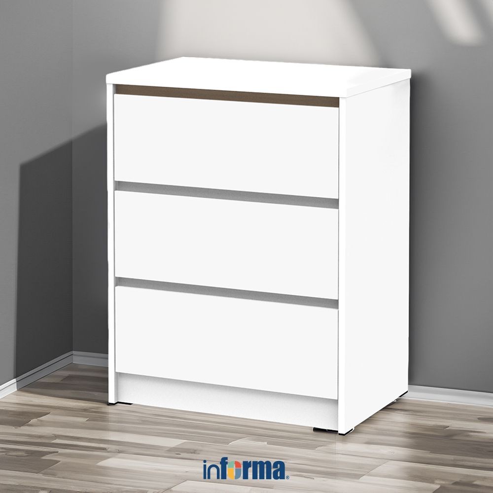 Informa Rana Laci Penyimpanan 3 Tingkat - Putih/Cokelat Maple Laci Kabinet Serbaguna Cabinet Penyimp