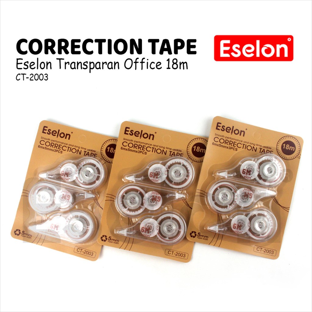 

3pcs Correction Tape CT-2003 Transparan / Correction Tape Office 18m