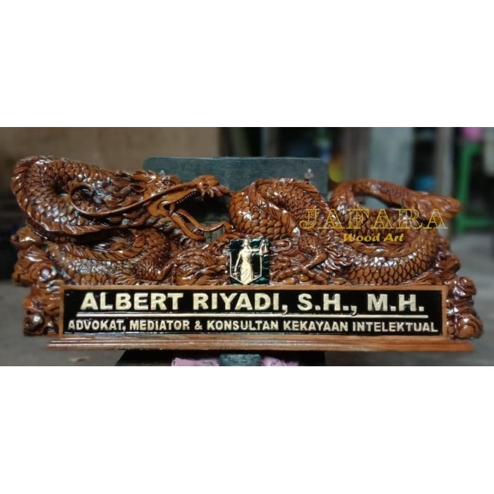 

Papan Nama Meja/Papan Nama Kayu 3D Motif Naga Liong Bisa Custome SH5321