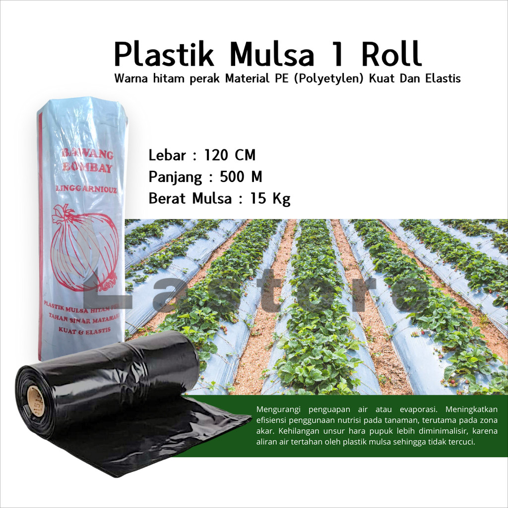 Plastik Mulsa Hitam Perak Plastik Perkebunan 1 Roll Lebar 120 Cm 500 Meter