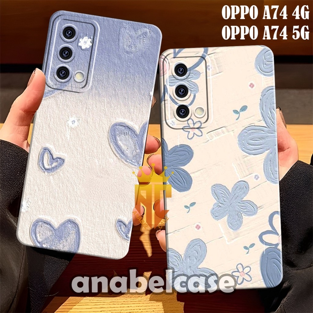 Softcase Oppo a74 5G a74 4G a95 a76 a96 a36 a52 a72 a92 16e a16k Motif Blue Smile Cute - Case Kekini