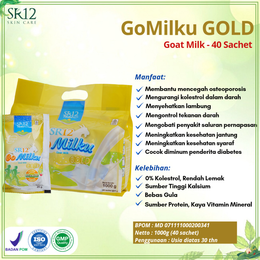 

Gomilku Gold SR12 Kemasan 1Kg 40 Sachet Susu Kambing Etawa Susu Lansia Menjaga Kesehatan Tulang