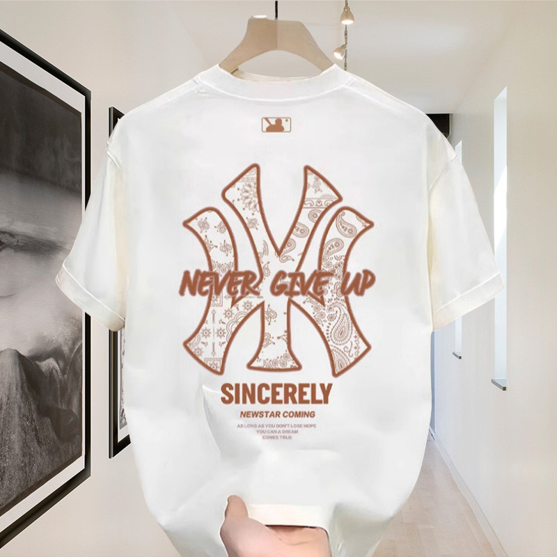 (HOT)kaos prai Outlets MLB 100% Cotton Heavyweight Baju Kaos Boxy Fit T Shirt Pria Wanita Graphic Te