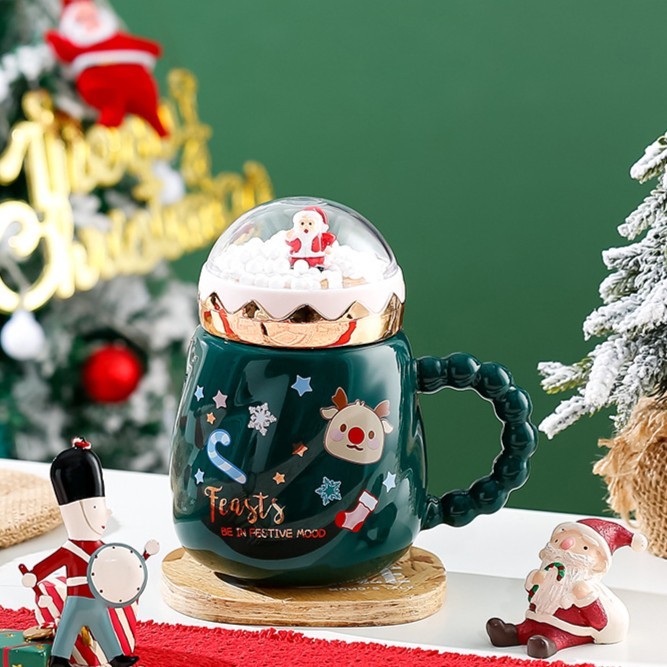 

[New]Promo Santa Klaus - Gelas Keramik Christmas Hampers - Donut Green