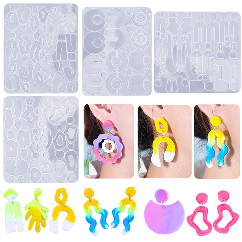 

Irregular Geometric Earring Pendants Crystal Epoxy Resin Silicone Mold Handmade Keychain-Pendants Mold Diy Jewelry Casting Mold
